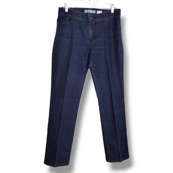 Chicos Womens Jeans Sz 1/ 8 US Blue Straight Front Creases High Waist Classic - Picture 1 of 12